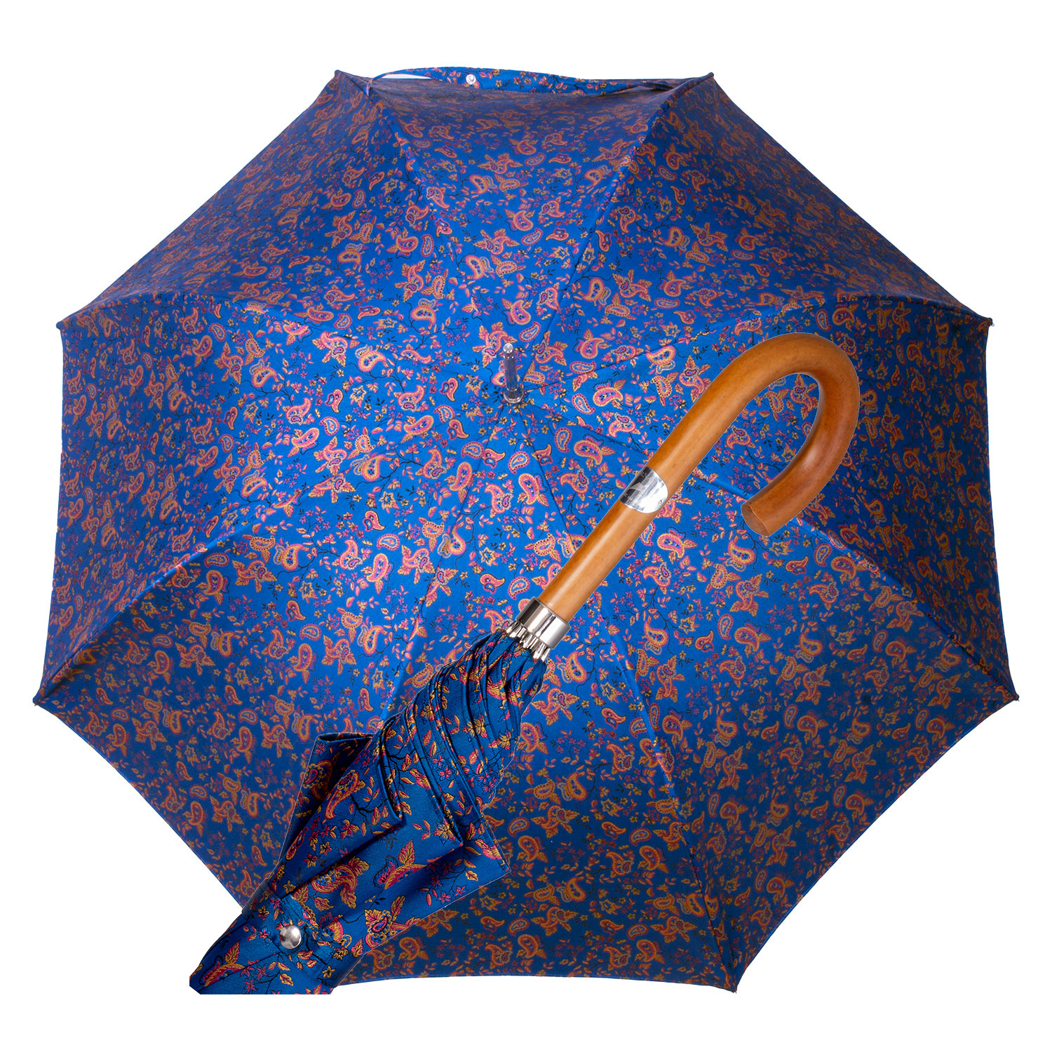women's umbrella with blue paisley pattern