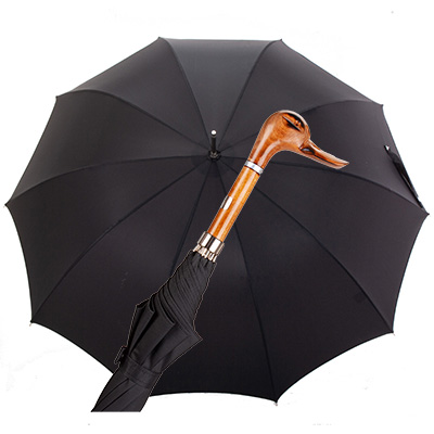 Hand carved duck black automatic umbrella