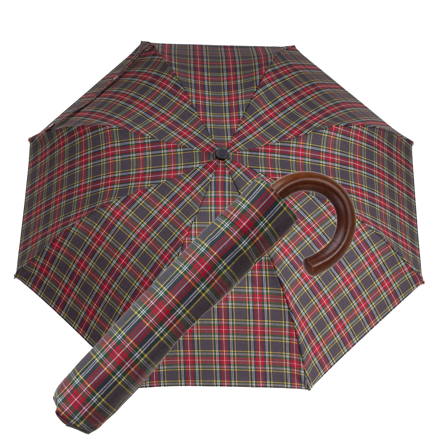 Tm 100. 59 Ombrello pieghevole Tartan grigio rosso