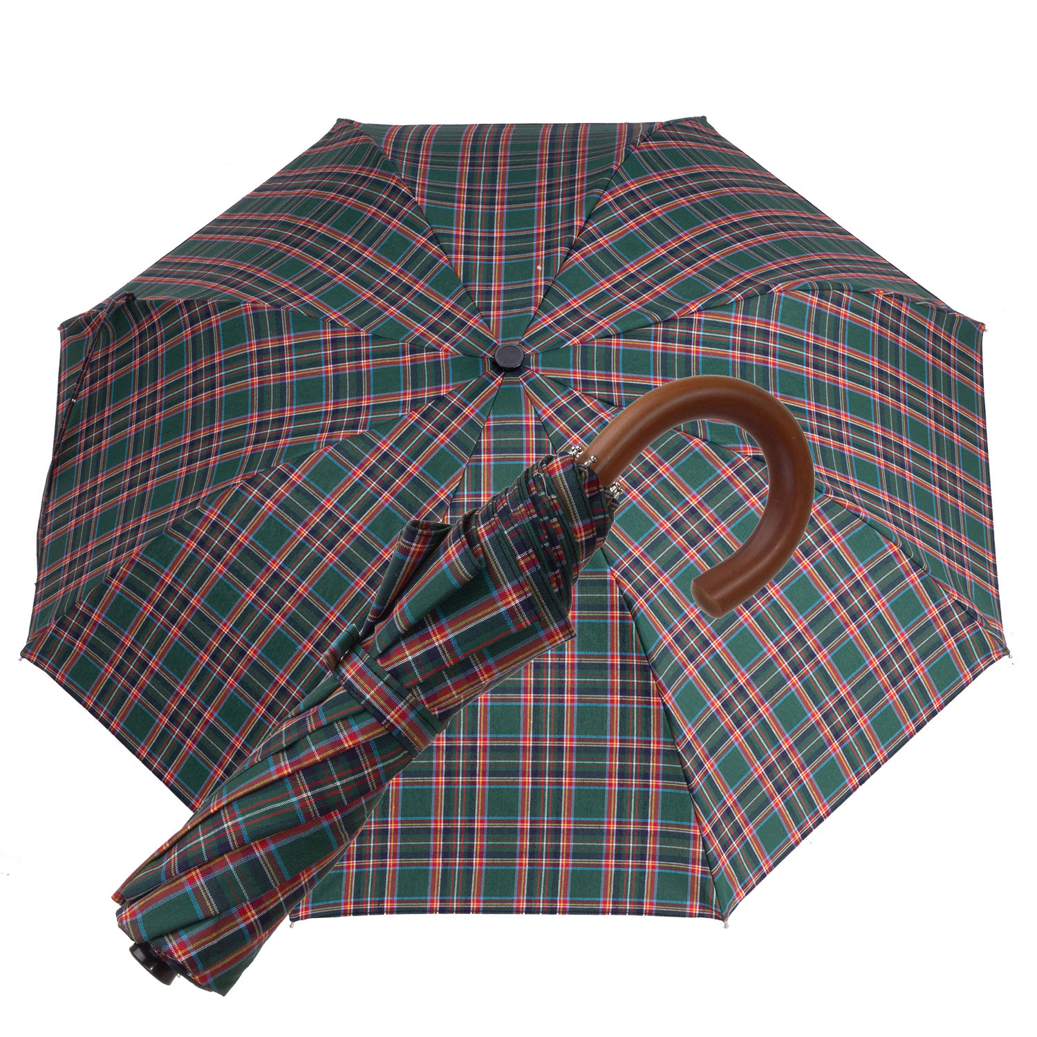 Tm 100. 63 Ombrello pieghevole Tartan verde arancio