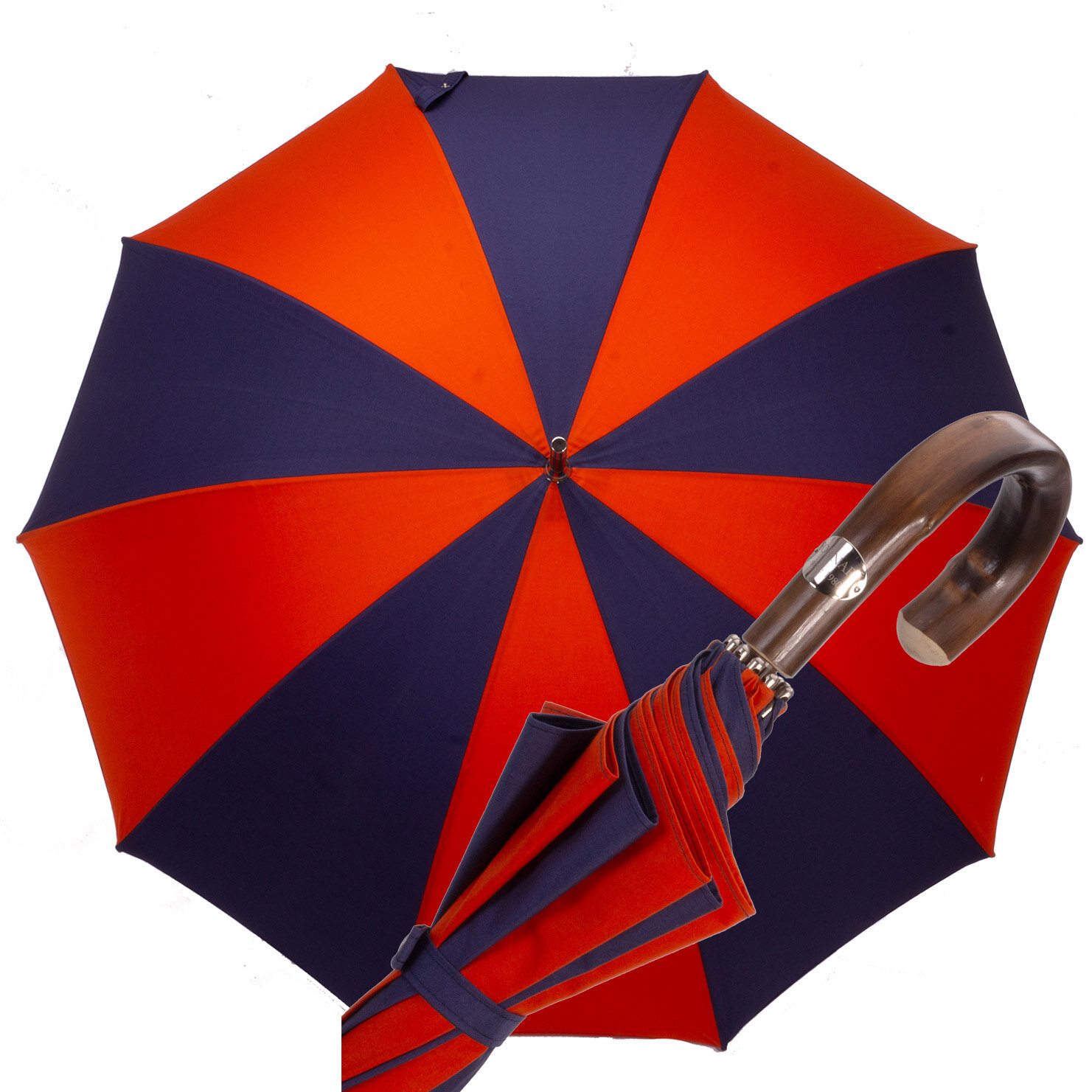 Art. 9405 . 14  Ombrello Pastorello bicolore  manico castano 