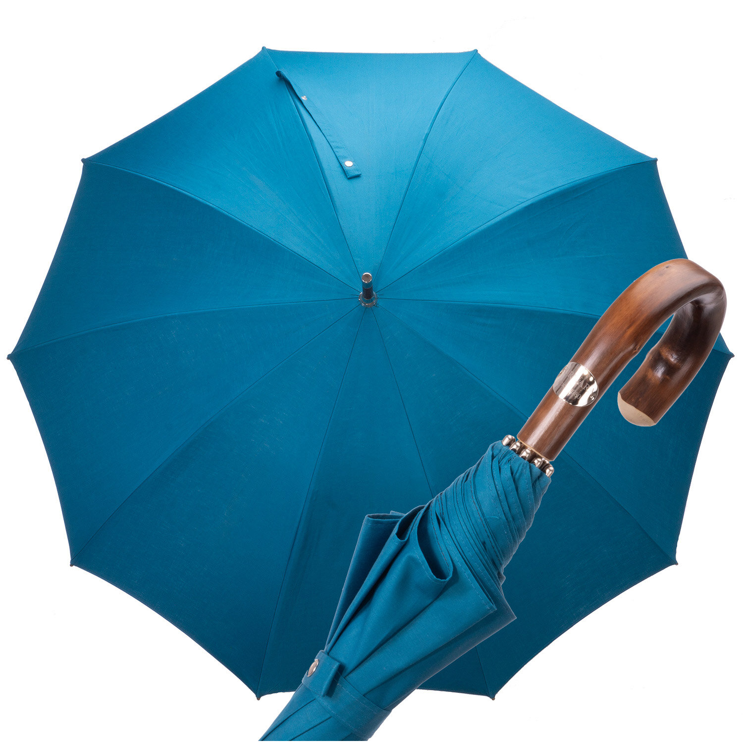 Art. 9405 . 8 Ombrello Pastorello colore cielo manico castano 