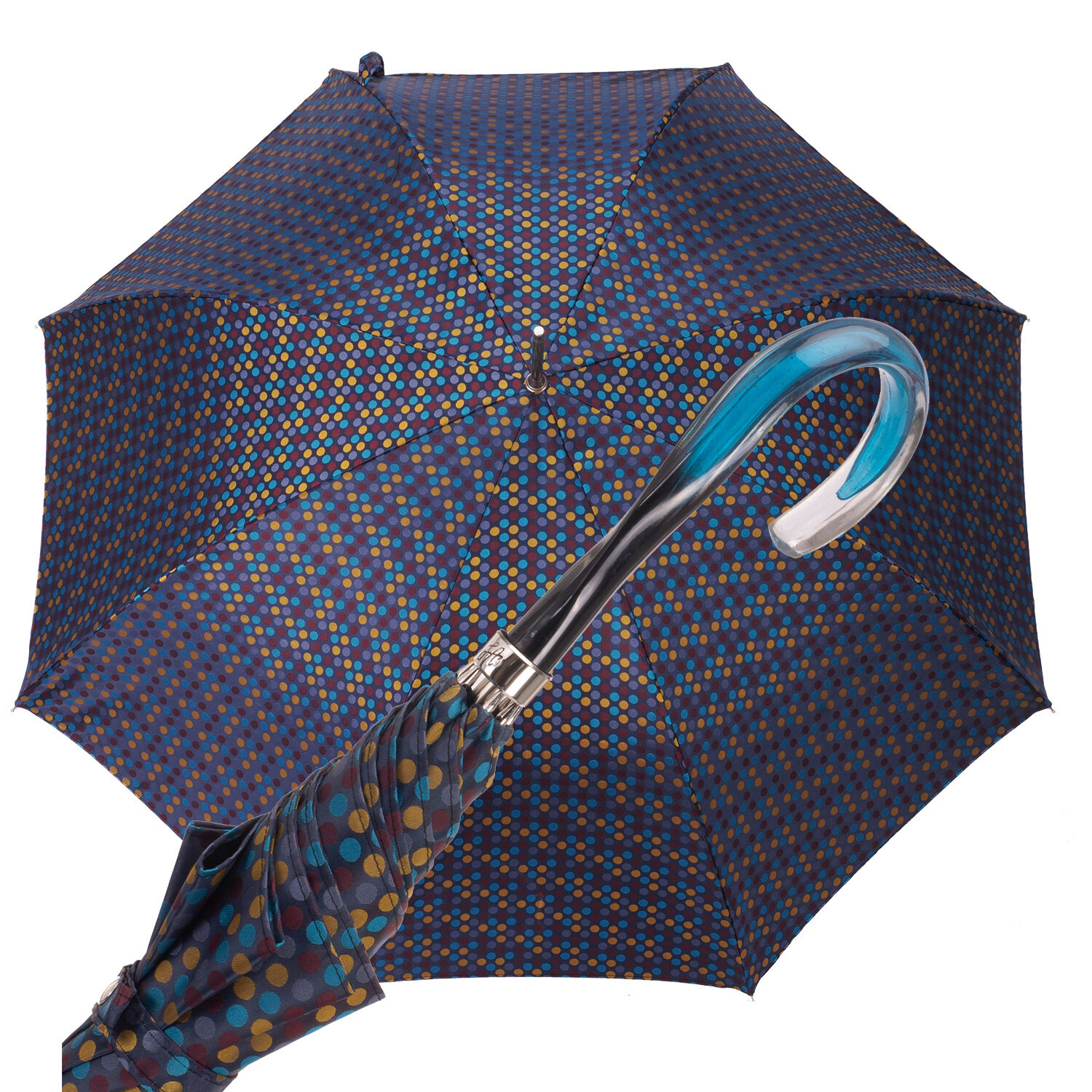 FA 9812 Ombrello automatico donna fantasia pois senape