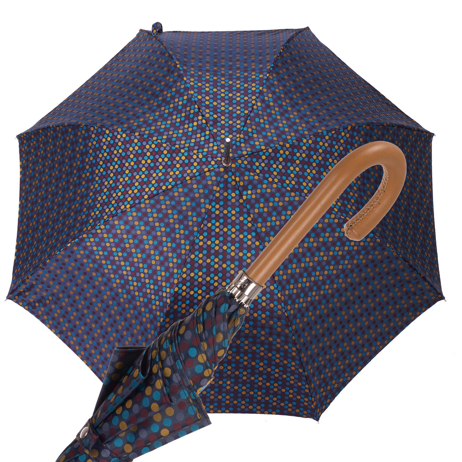 FA 9812 Ombrello automatico donna fantasia pois senape