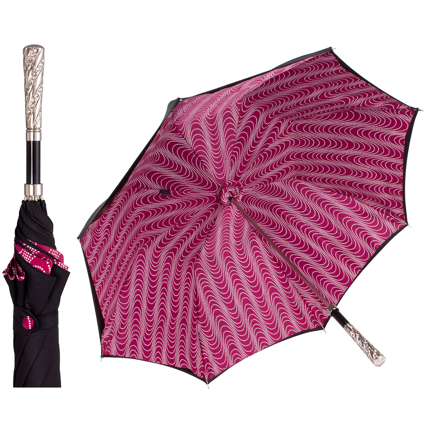 Art. 5200. 26  Ombrello fantasia pois fuxia e unito nero