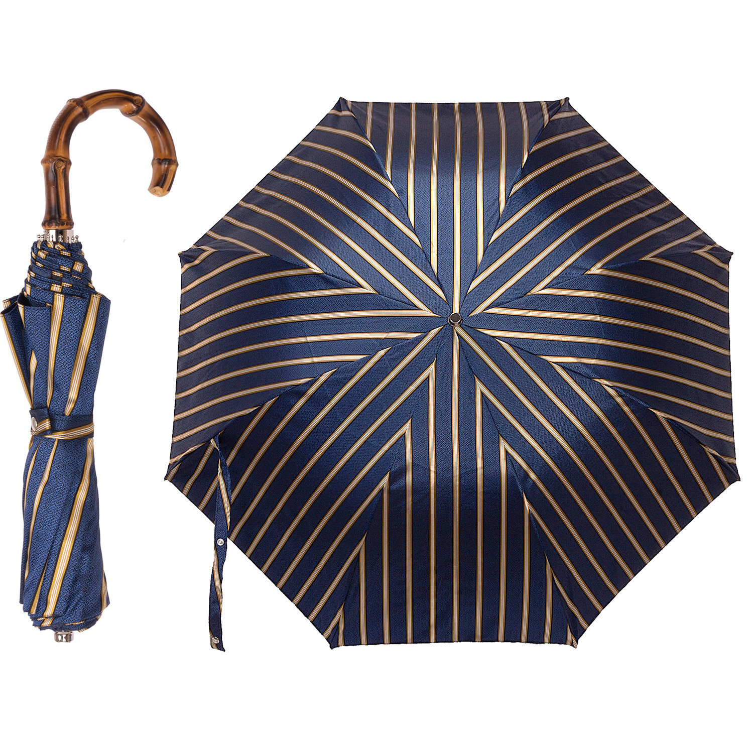 Art. TB7500. 2  Ombrello pieghevole automatico righe oro
