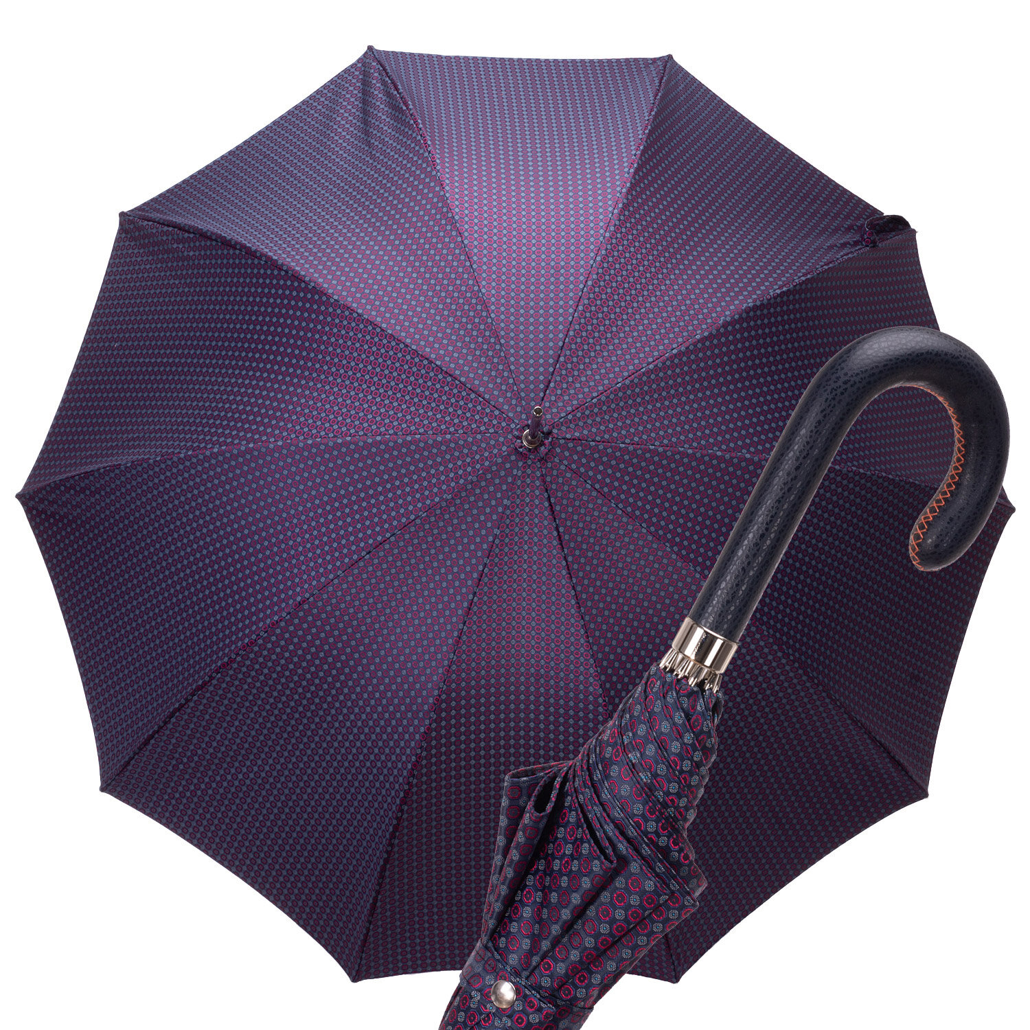 Art. a12500 Ombrello automatico impugnatura pelle blu