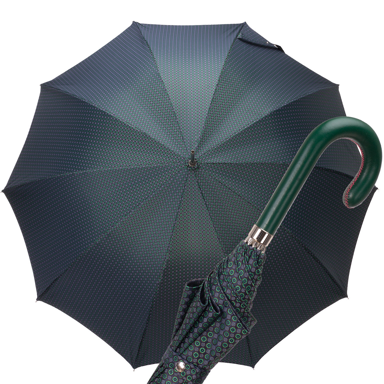 Art. a12500. 2 Ombrello automatico impugnatura pelle verde