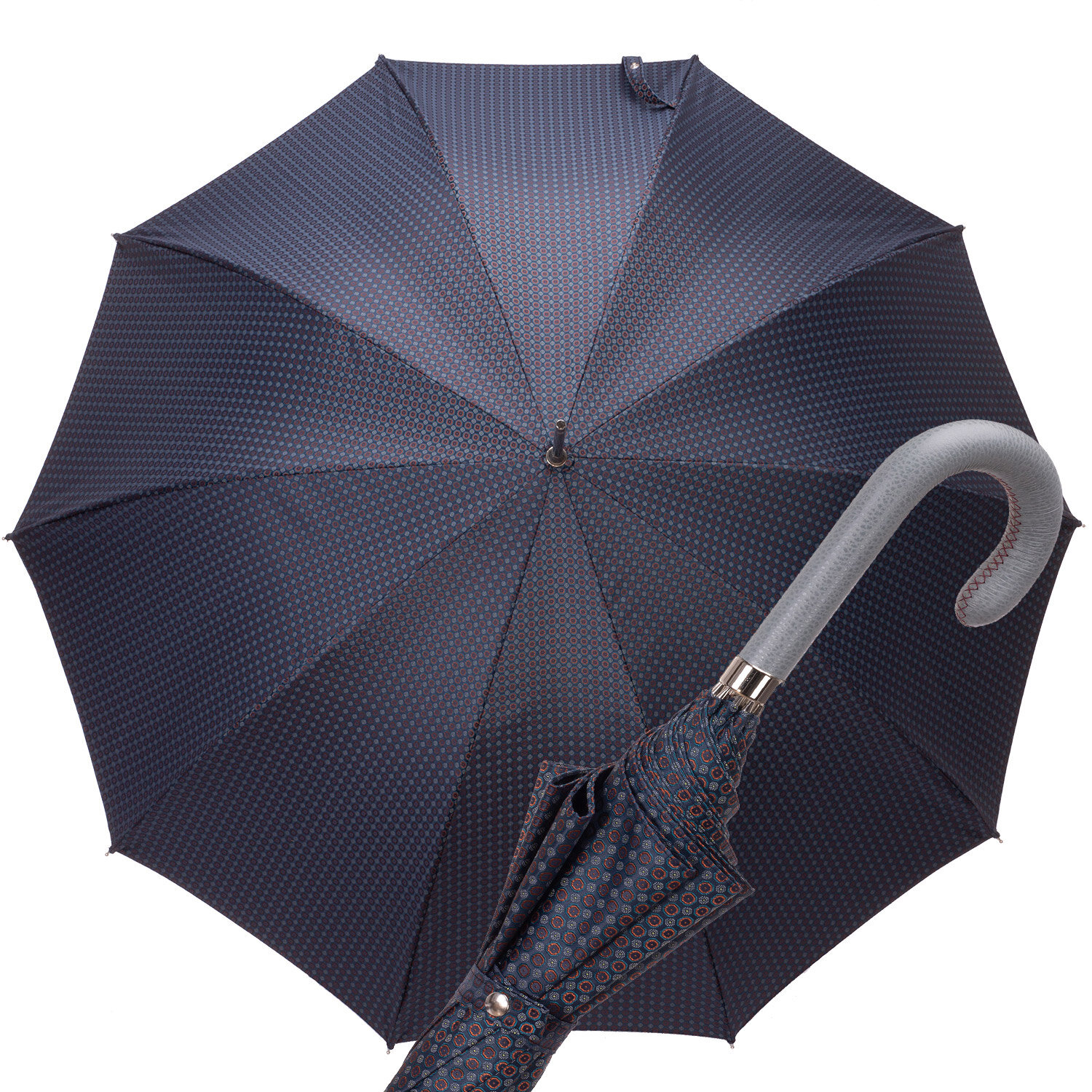 Art. a12500. 3 Ombrello automatico impugnatura pelle grigia