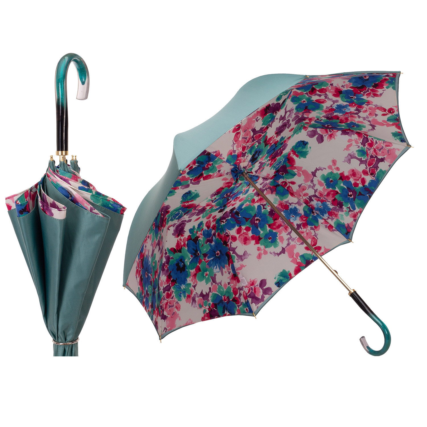 Art. 5200. 22  Ombrello fiorato e unito verde acqua