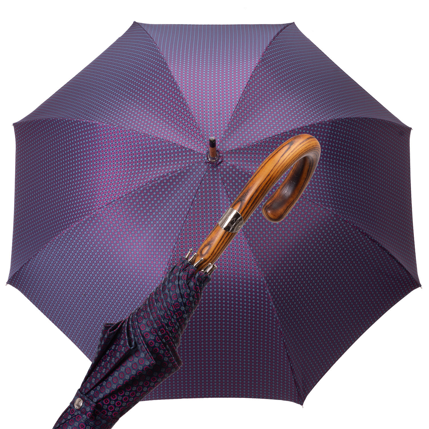 Art. 12500. 1 - Ombrello Piantino Hickory fantasia cravatta blu