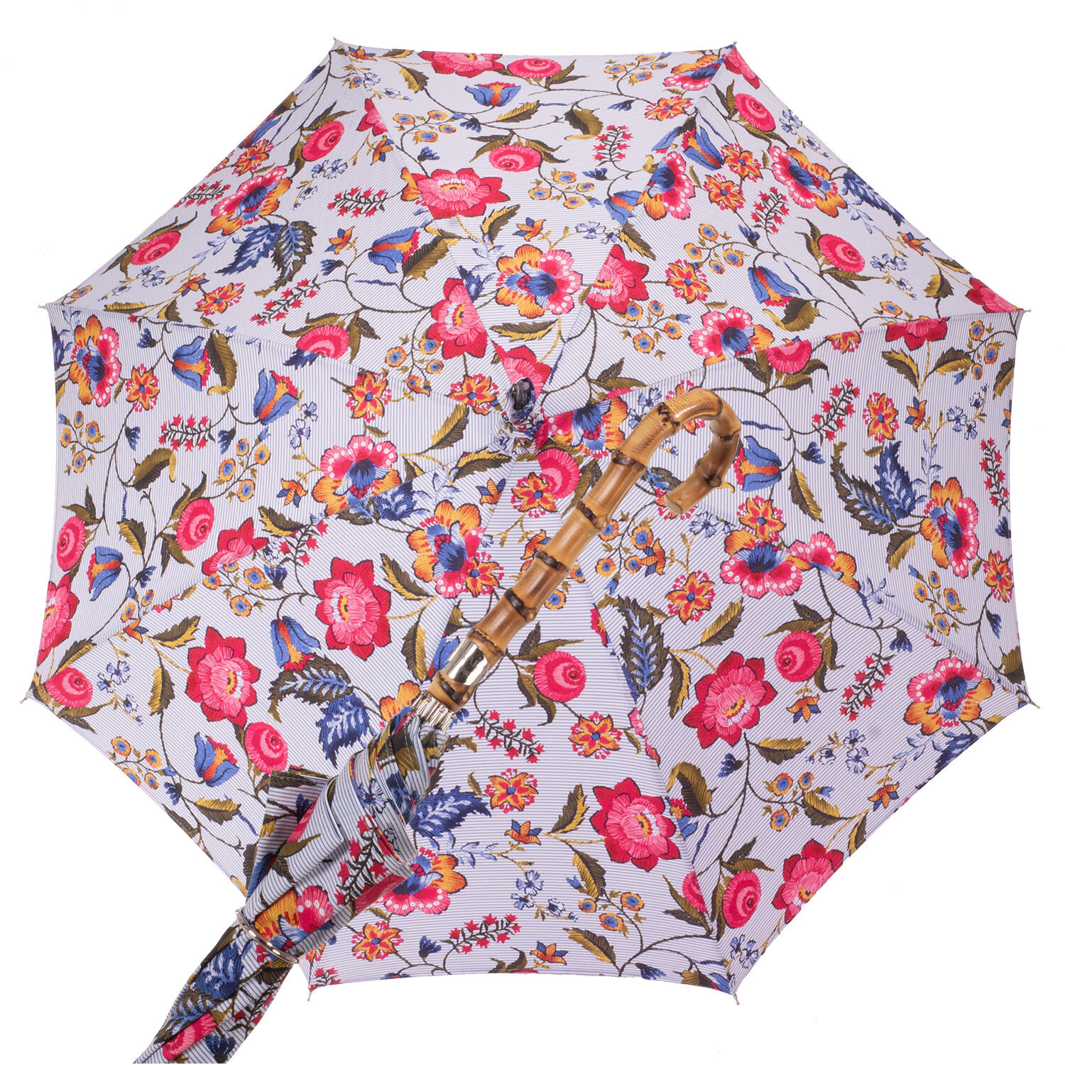 Parasole fiorato con impugnatura in bambù v 10