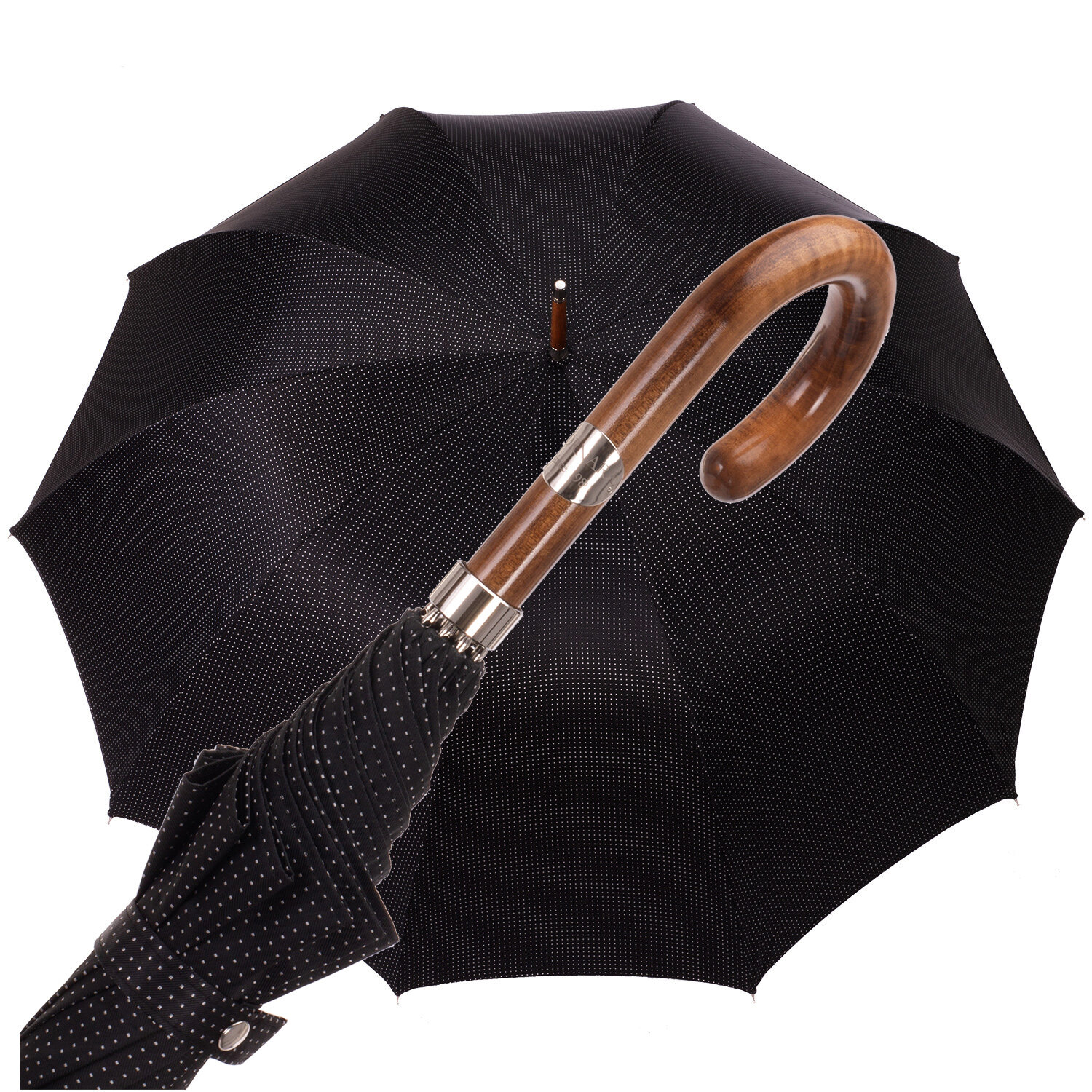 Ombrello Stile Inglese nero pois bianchi 5400 v3