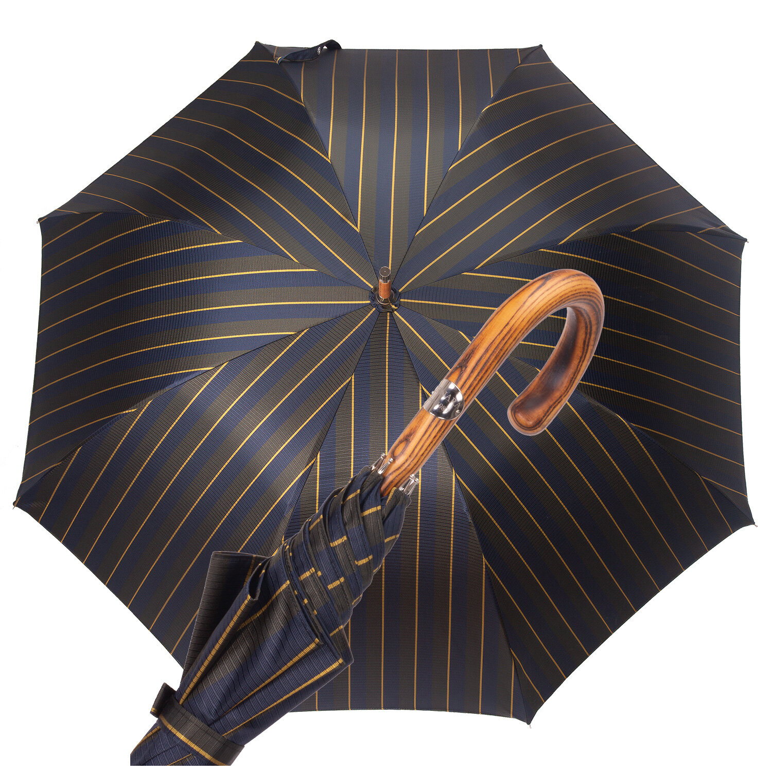 Art. 12400. 2  Ombrello Piantino Hickory regimental righe blu verde